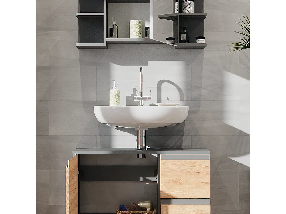 Meubles bain gris 80x33x60 j-shape