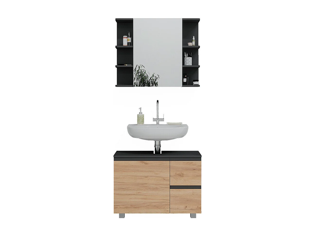 Meubles bain gris 80x33x60 j-shape