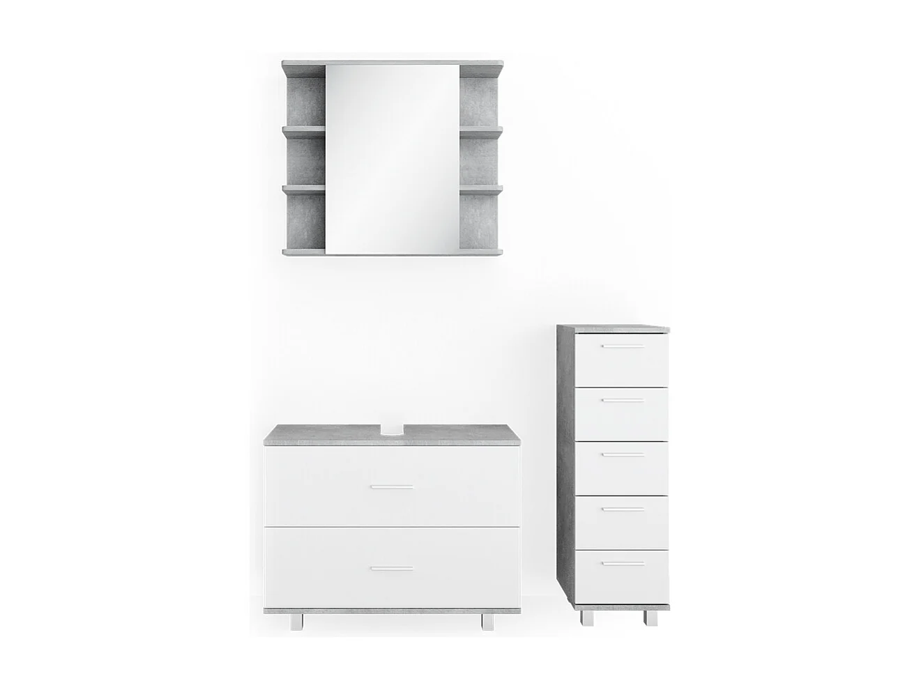 Meubles bain béton/blanc 80x33x60 ilias