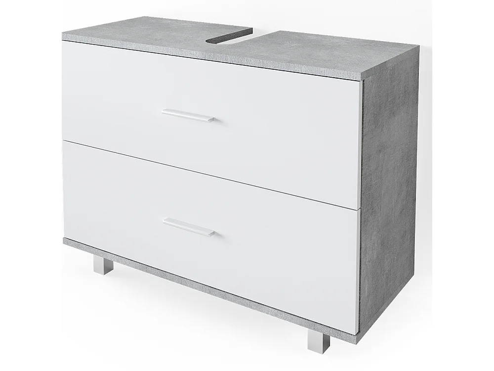 Meubles bain béton/blanc 80x33x60 ilias