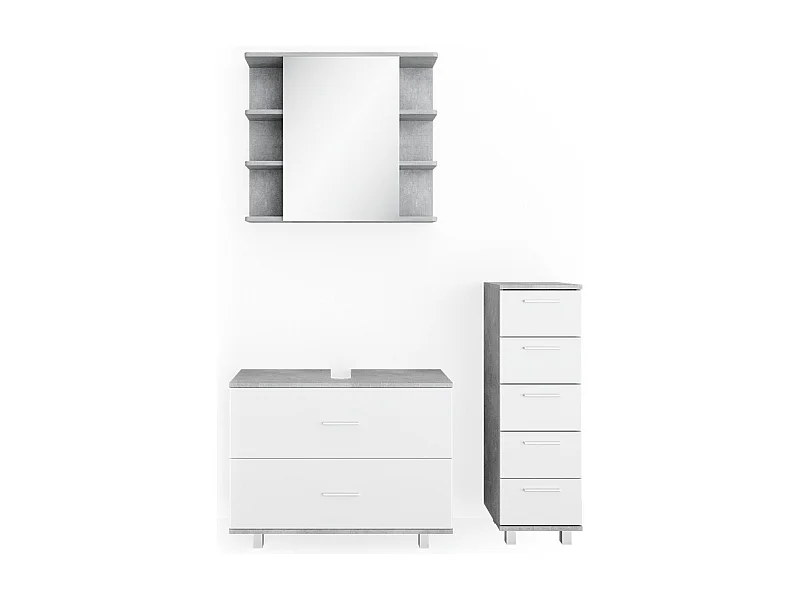 Meubles bain béton/blanc 80x33x60 ilias