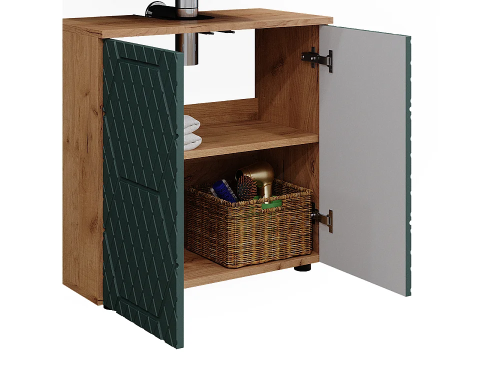 Set mobili bagno quercia verde/oro 80x41x58.6 irma