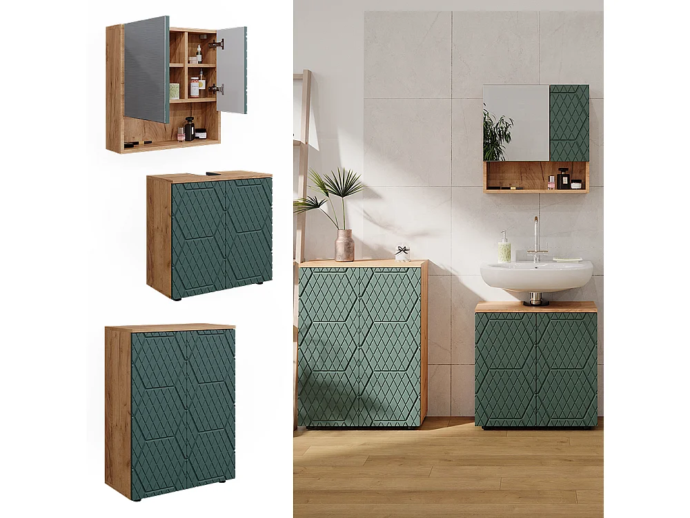 Meubles bain vert/force de lor chêne 80x41x58.6 irma