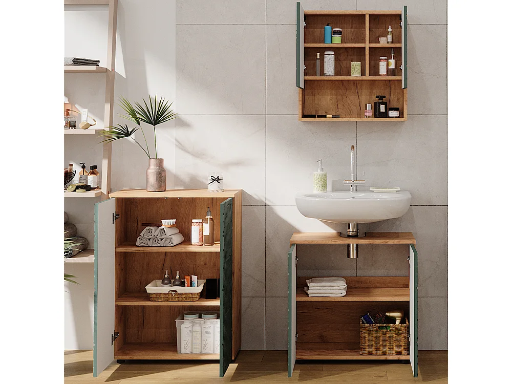 Meubles bain vert/force de lor chêne 80x41x58.6 irma