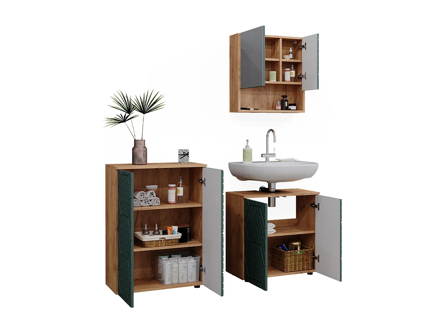 Meubles bain vert/force de lor chêne 80x41x58.6 irma