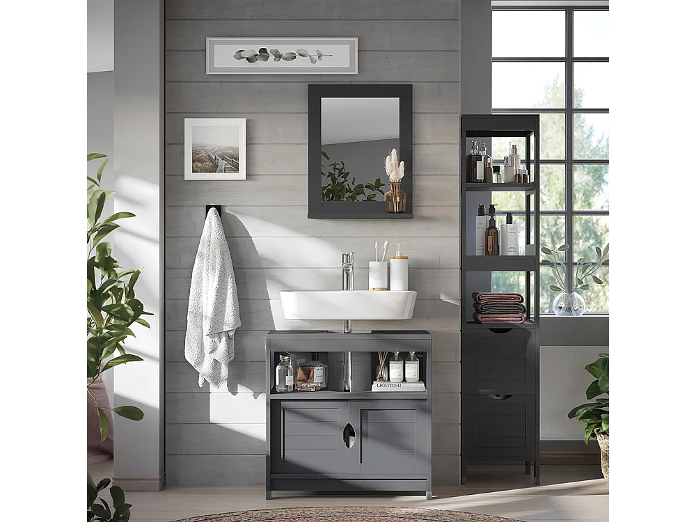 Set di mobili da bagno grigio 60x30x60 vilda