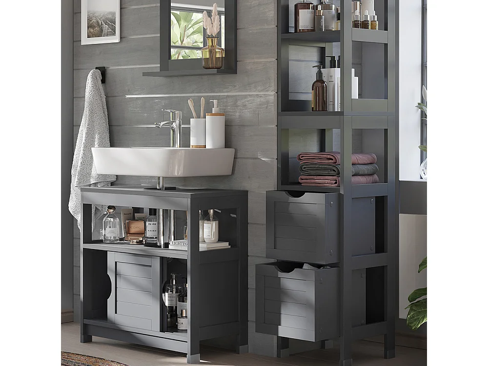 Set di mobili da bagno grigio 60x30x60 vilda