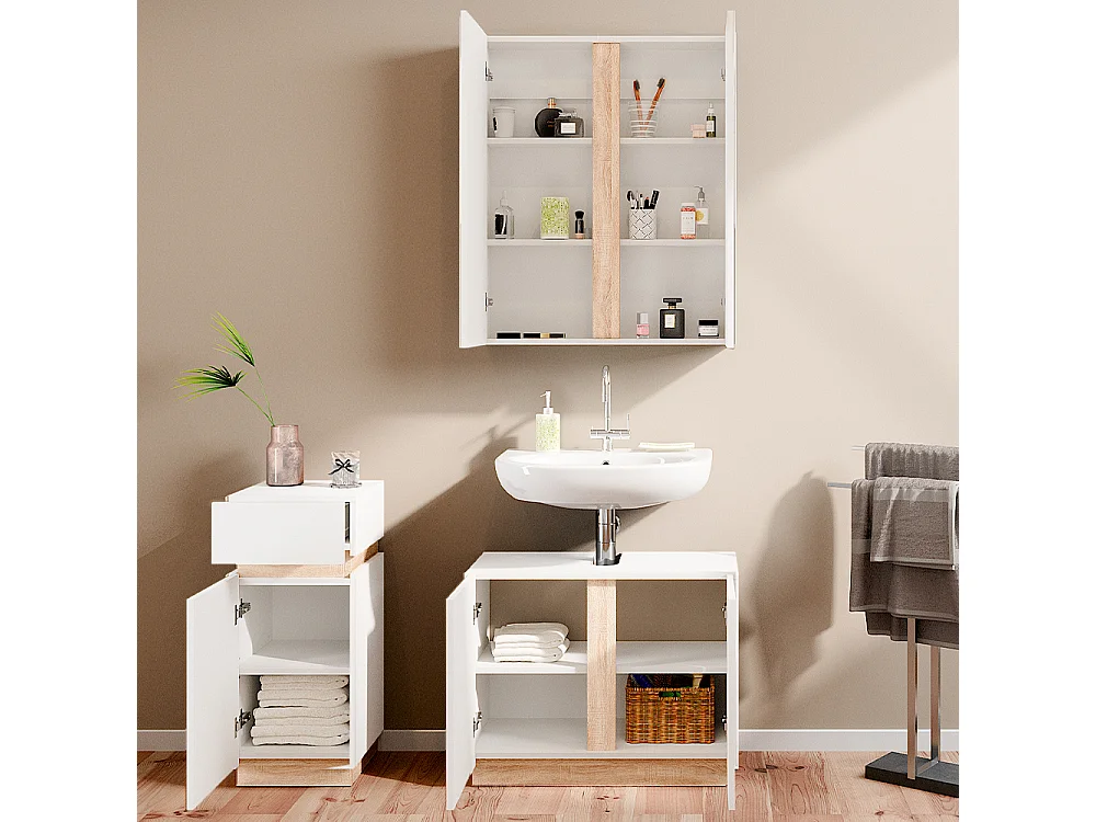 Set di mobili da bagno bianco 70x34x55 gloria