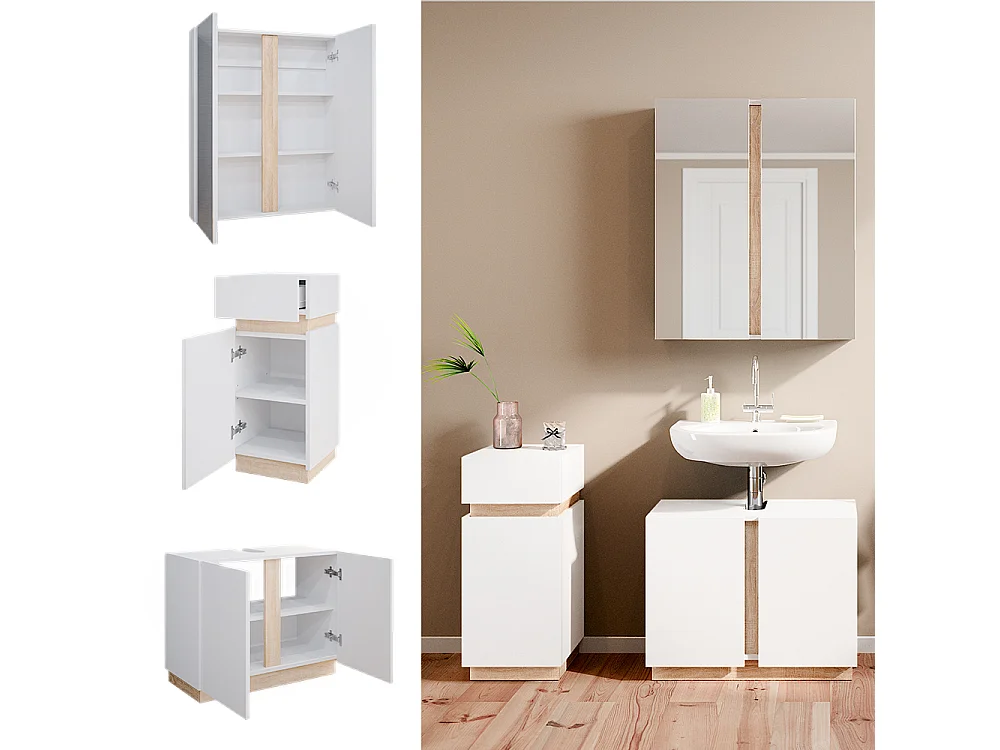 Meubles bain blanc 70x34x55 gloria