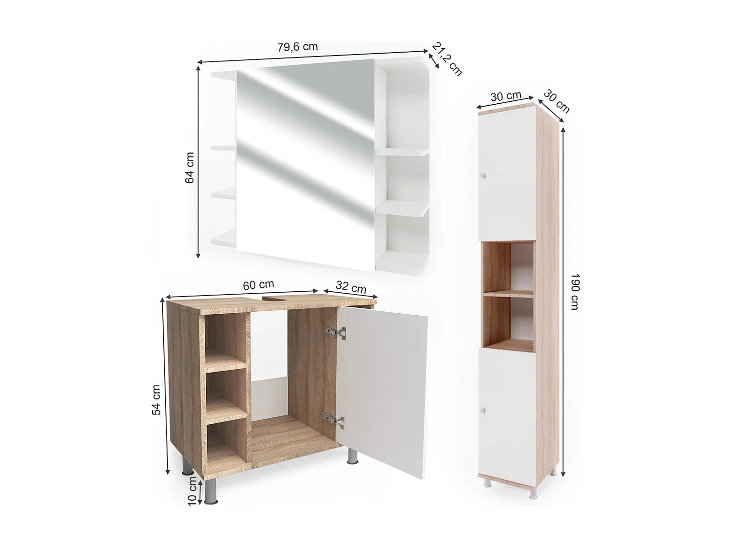 Badmöbel-Set sonoma 60x32x54 fynn