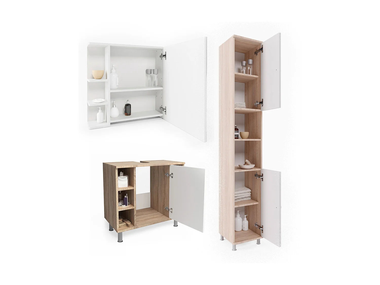 Badmöbel-Set sonoma 60x32x54 fynn