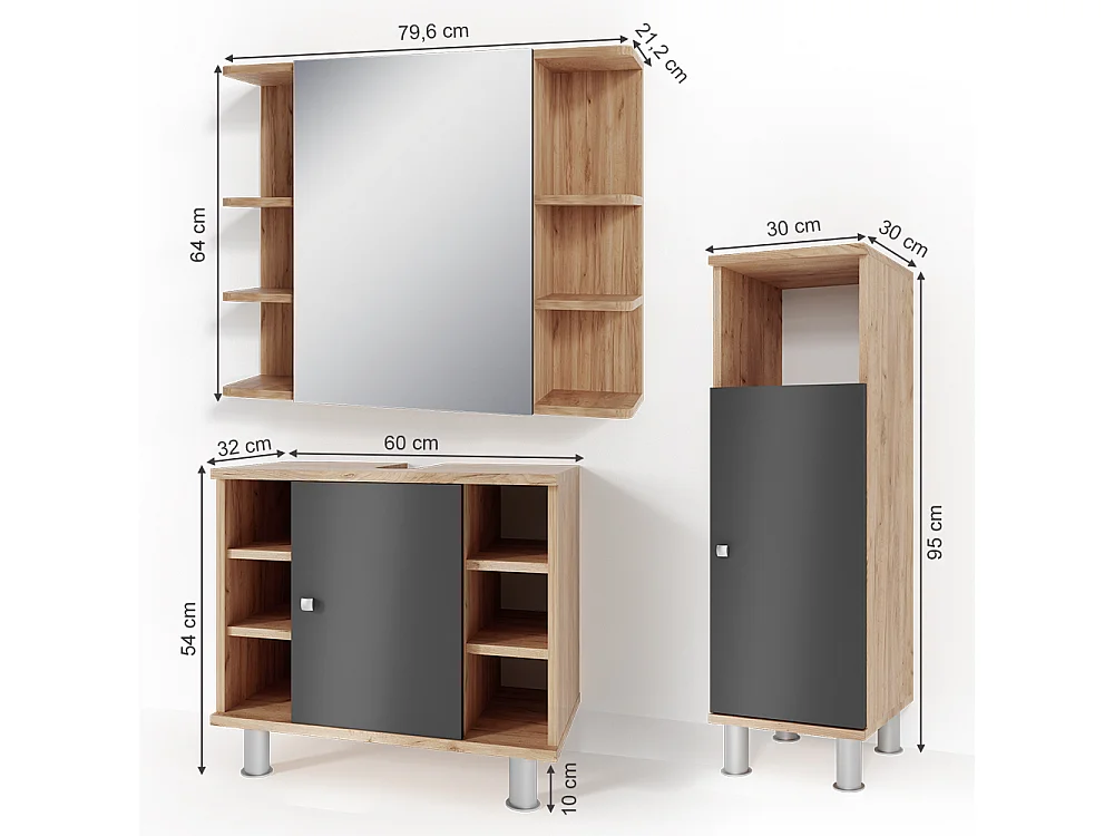 Meubles bain chêne 60x32x54 fynn