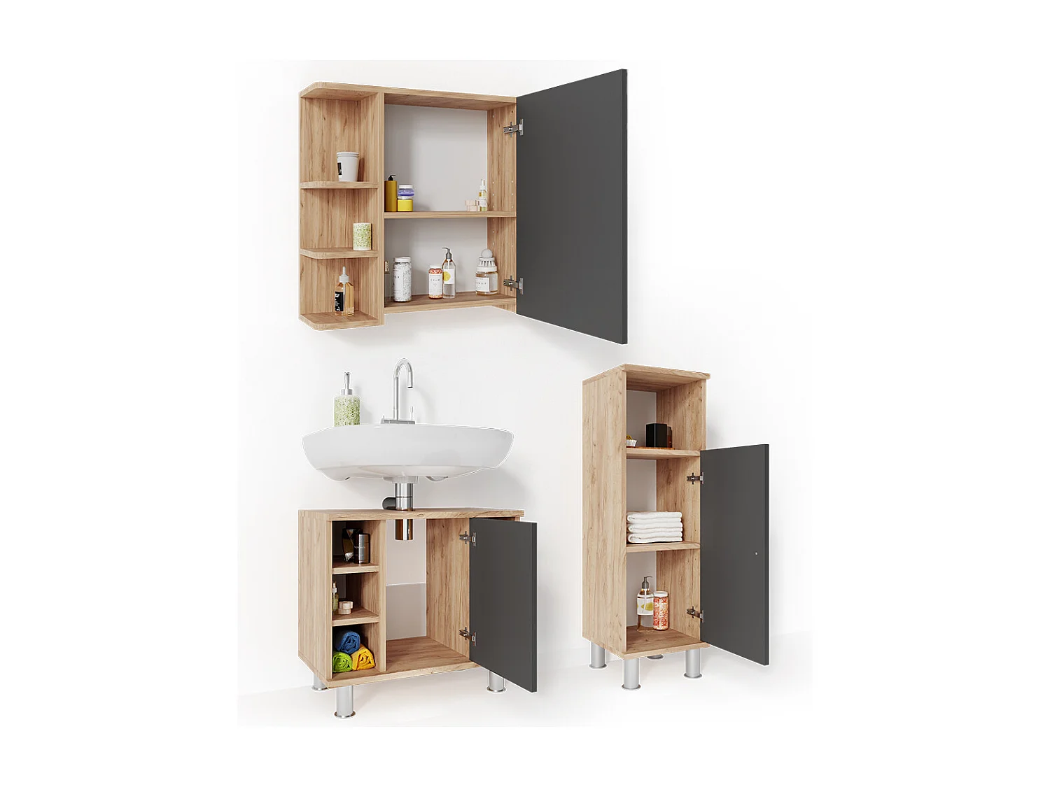 Meubles bain chêne 60x32x54 fynn