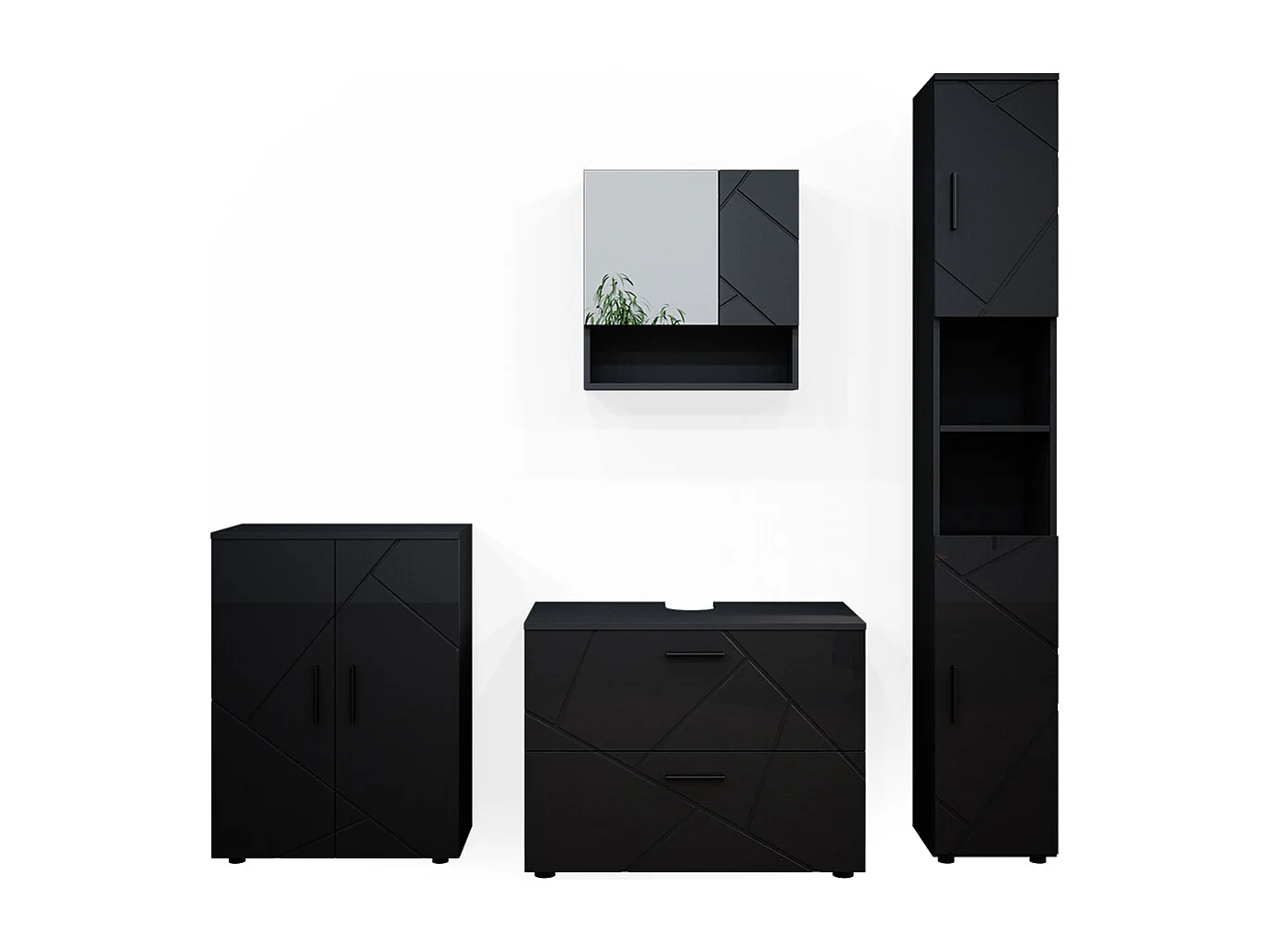 Meubles bain anthracite haute brillance 80x41x58 irma