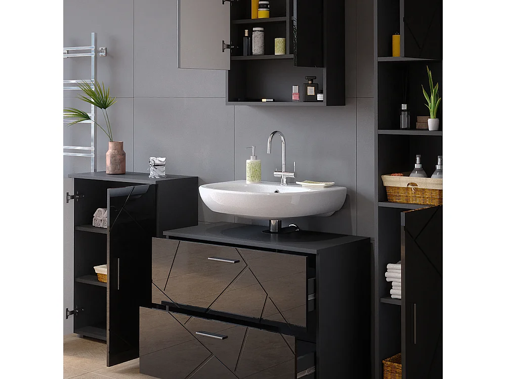 Meubles bain anthracite haute brillance 80x41x58 irma