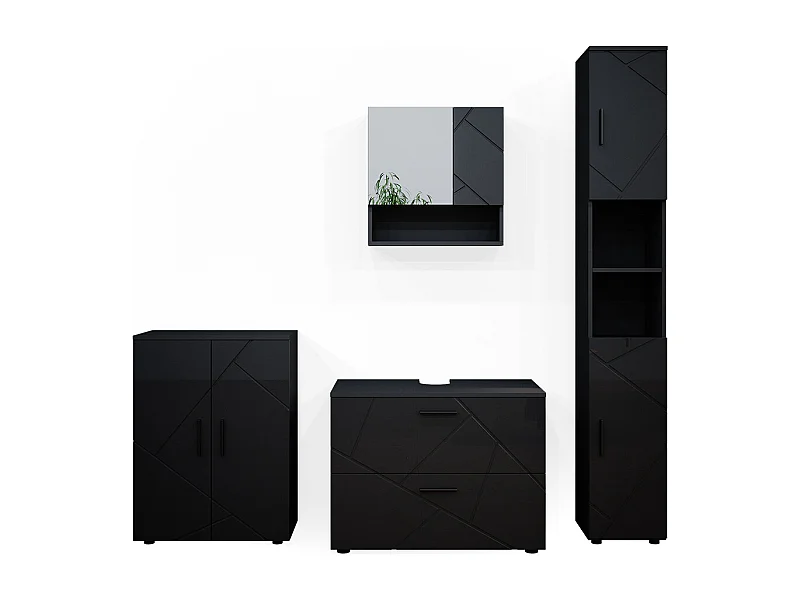 Conjunto de móveis de casa de banho antracite alto brilho 80x41x58 irma