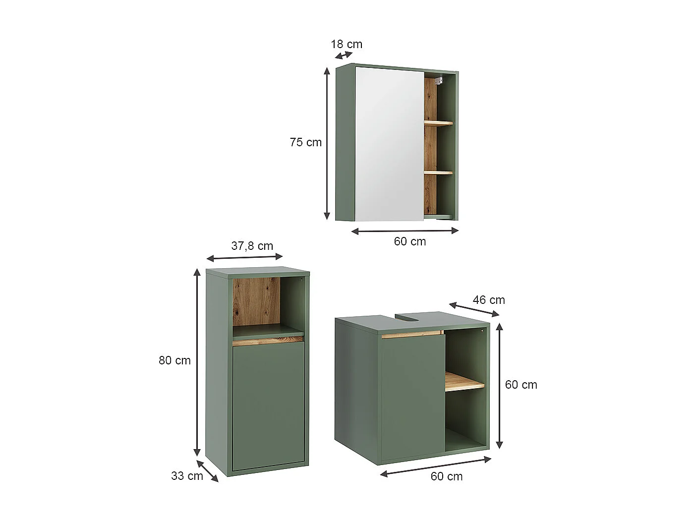 Set di mobili da bagno verde/artigianale 60x45.5x60 viola