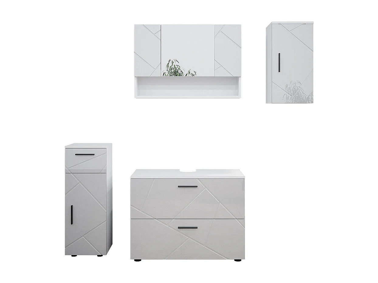 Badmöbel-Set weiß hochglanz 80x41x58.6 irma