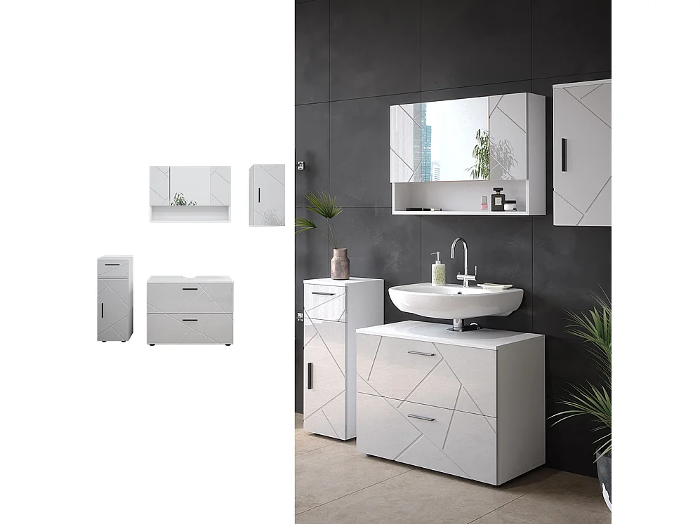 Meubles bain blanc haute brillance 80x41x58.6 irma