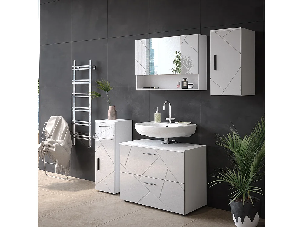 Meubles bain blanc haute brillance 80x41x58.6 irma