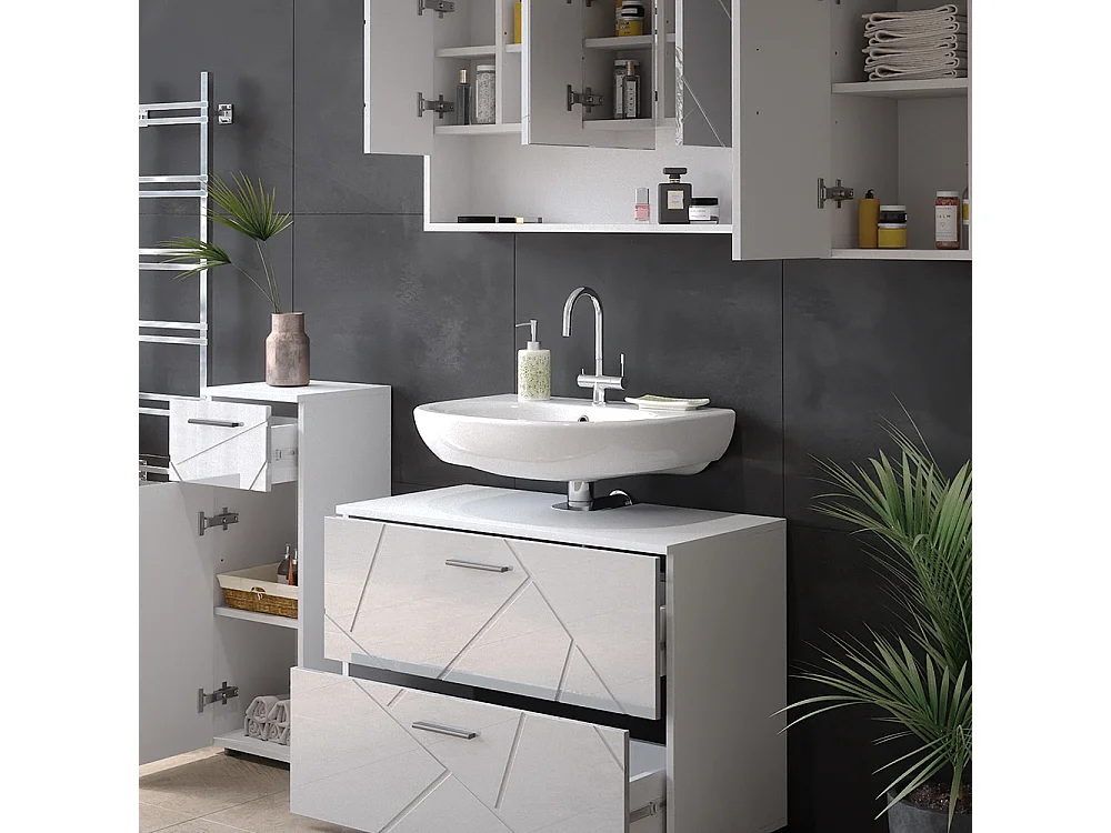 Meubles bain blanc haute brillance 80x41x58.6 irma