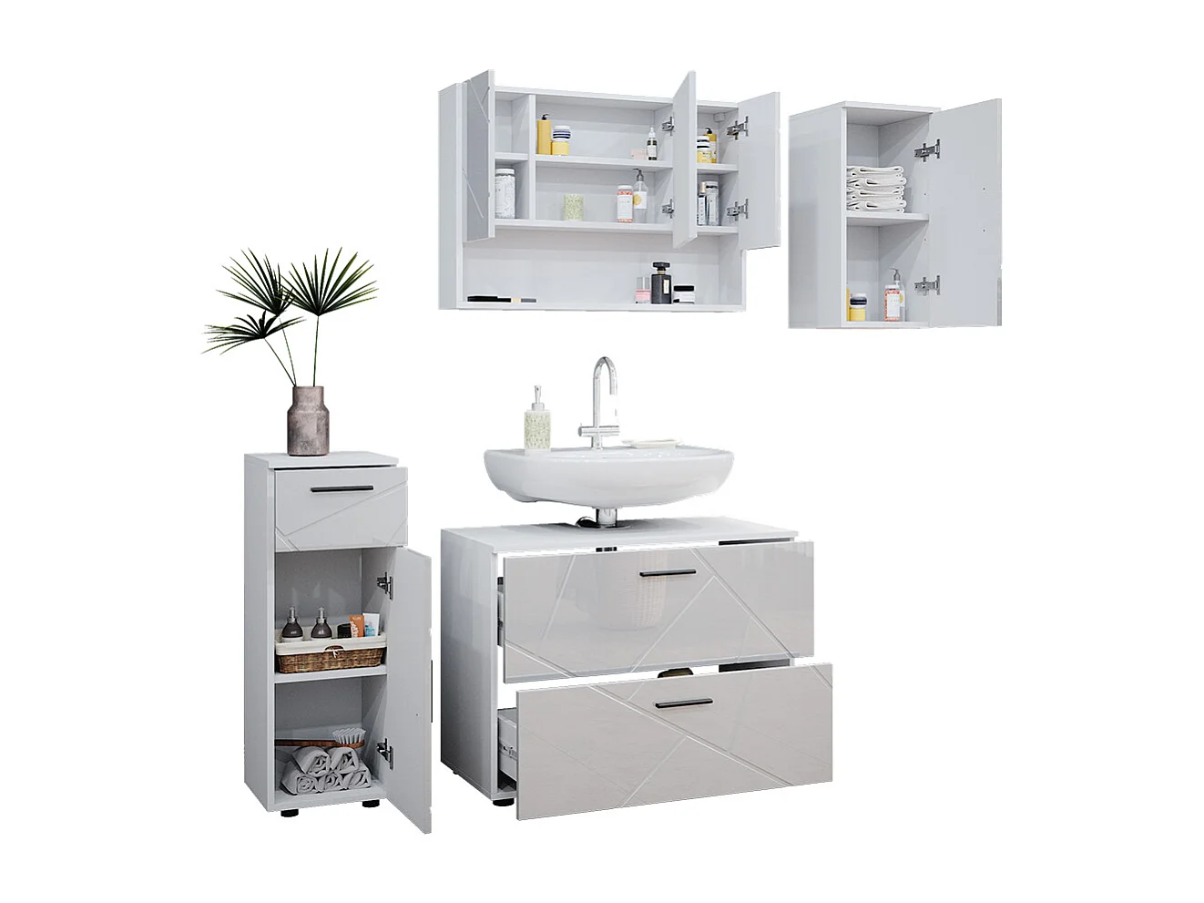 Meubles bain blanc haute brillance 80x41x58.6 irma