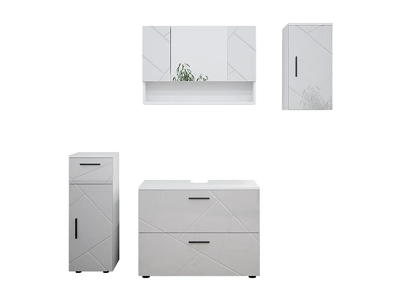 Badmöbel-Set weiß hochglanz 80x41x58.6 irma