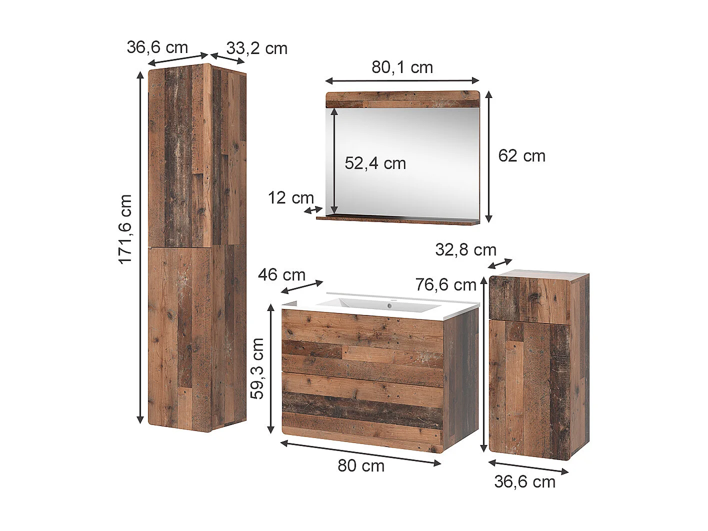 Badmöbel-Set oldstyle 80x46x59.3 izan