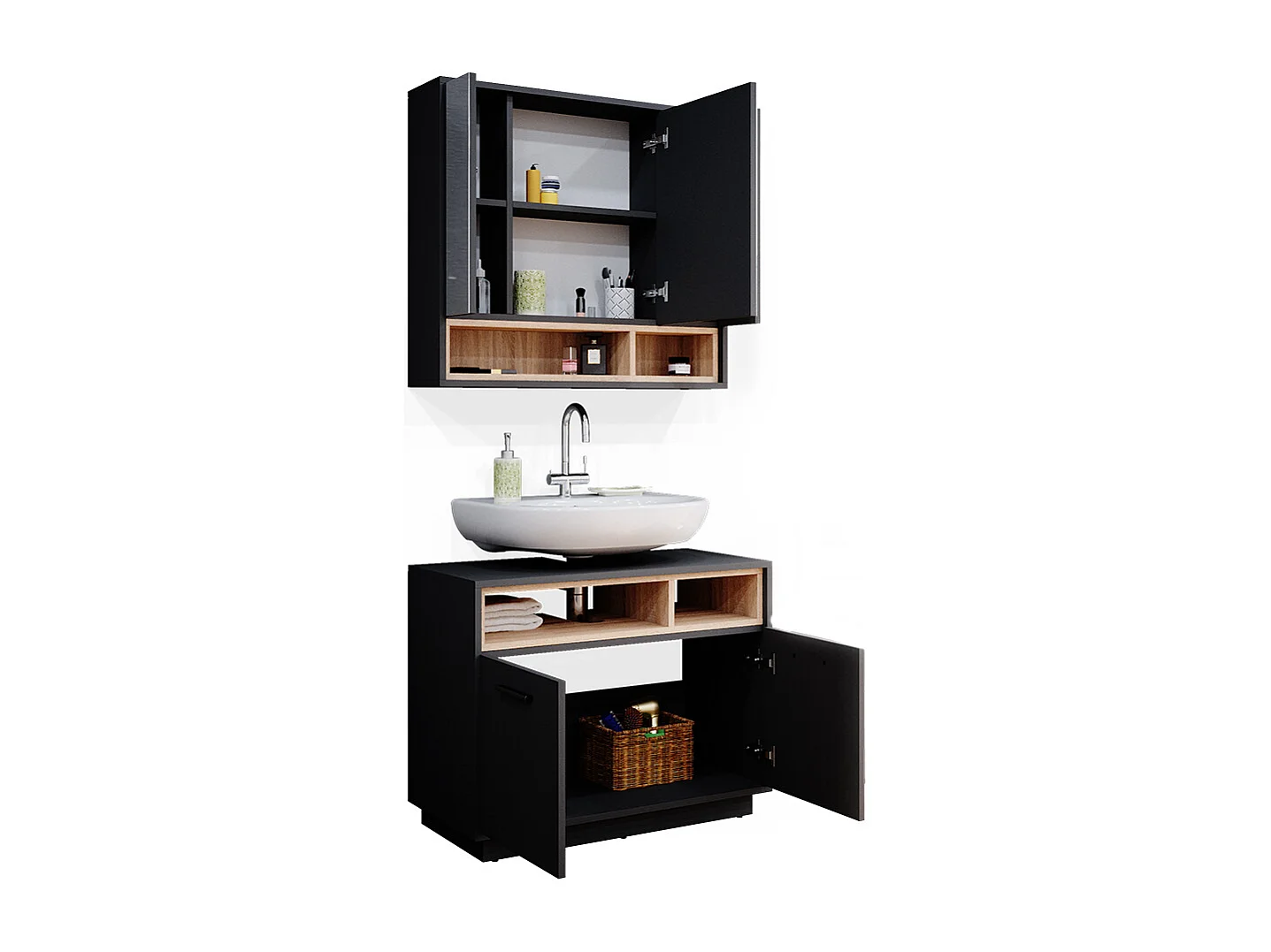 Set mobili bagno antracite 80x40x64 beatrice