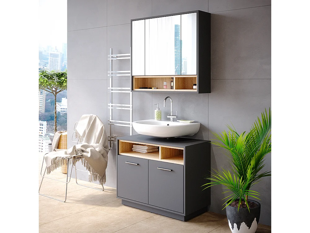 Meubles bain anthracite 80x40x64 beatrice