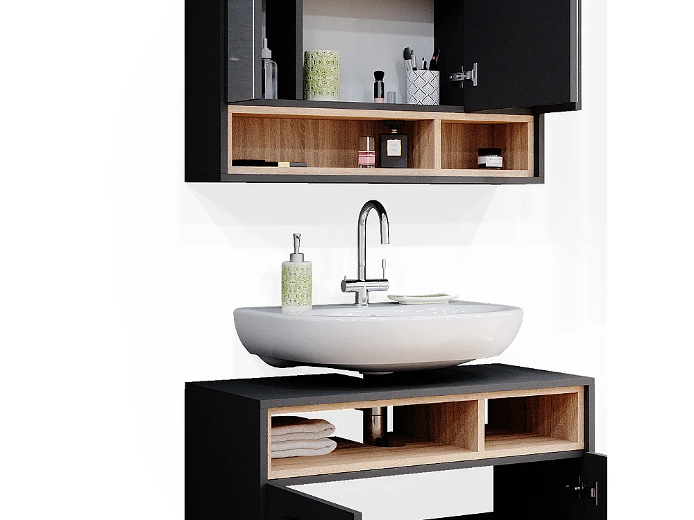 Meubles bain anthracite 80x40x64 beatrice