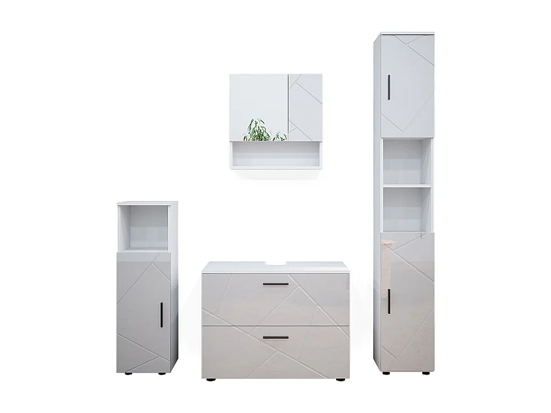 Conjunto de muebles de baño blanco alto brillo 80x41x58 irma