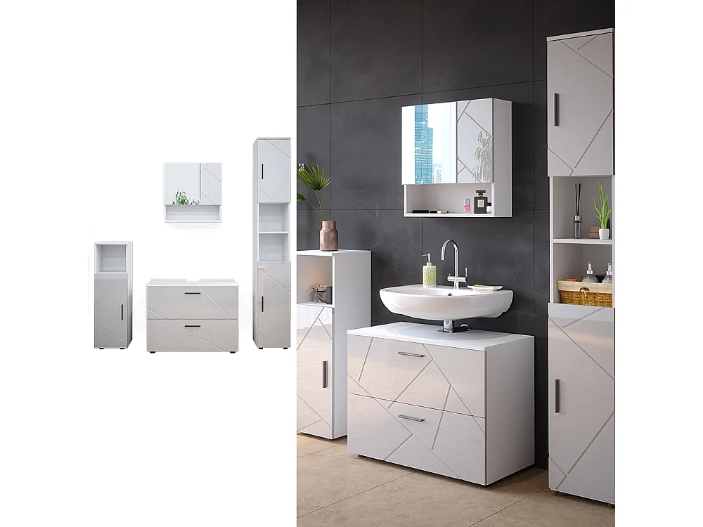 Conjunto de muebles de baño blanco alto brillo 80x41x58 irma