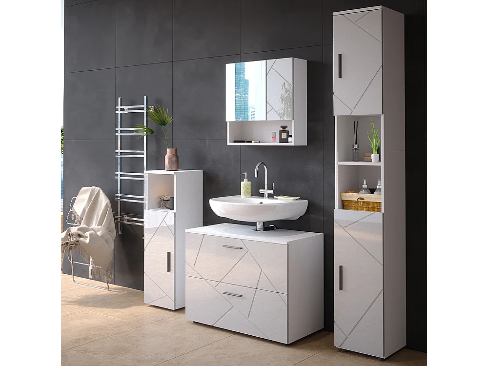 Meubles bain blanc haute brillance 80x41x58 irma