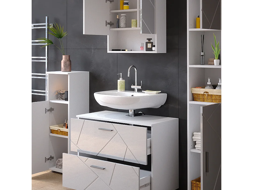 Meubles bain blanc haute brillance 80x41x58 irma