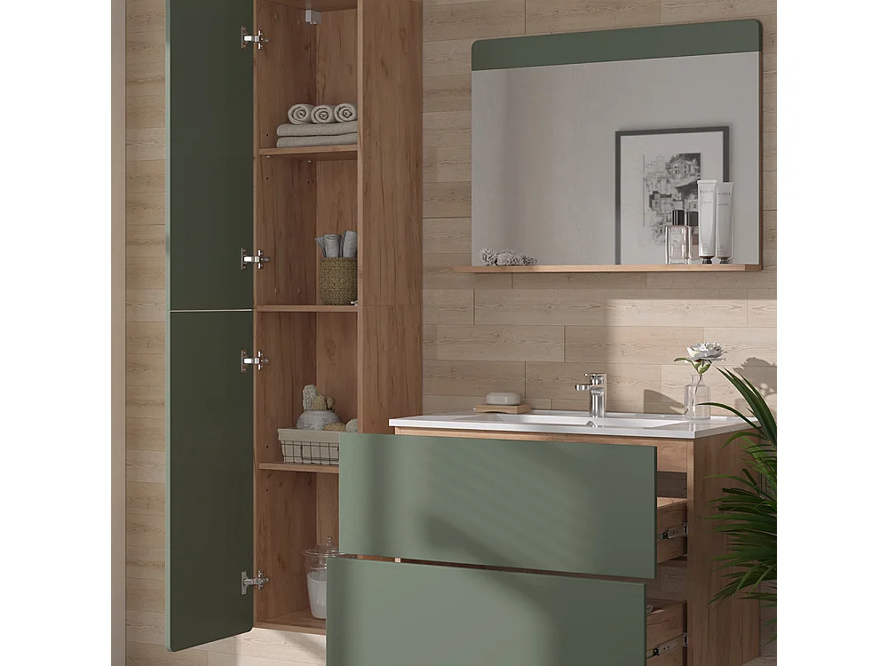 Ensemble de meubles de salle de bains force dor chêne/vert 80x46x59.3 izan