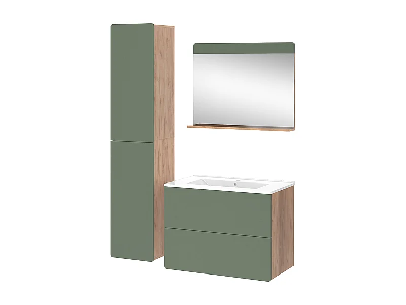 Ensemble de meubles de salle de bains force dor chêne/vert 80x46x59.3 izan