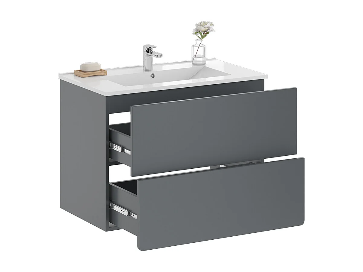 Waschbeckenunterschrank grau 80x46x59.3 izan