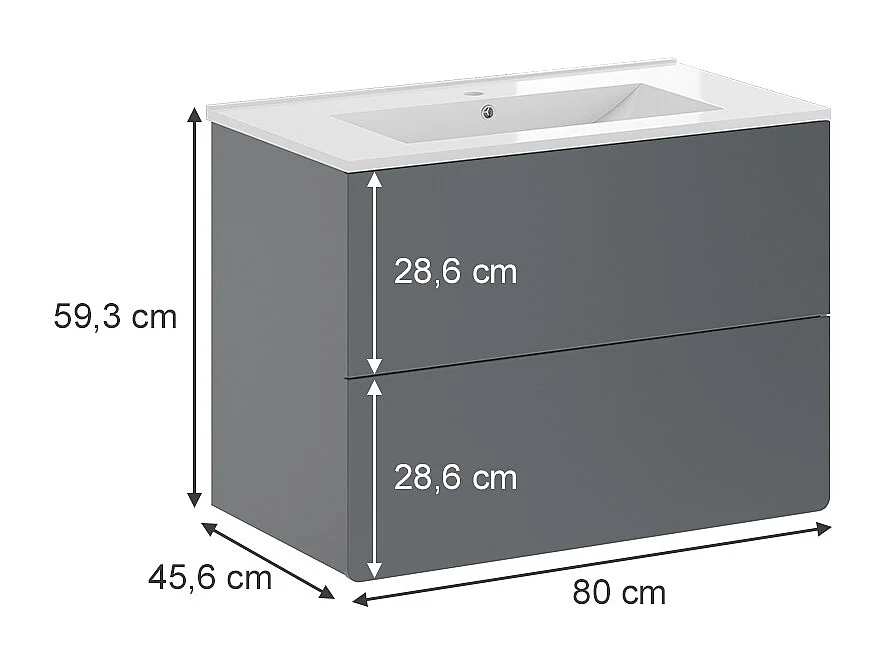 Meubles bain gris 80x46x59.3 izan