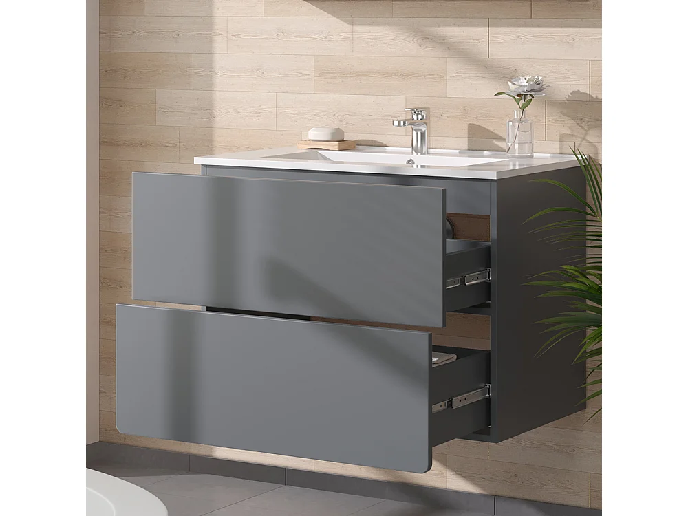 Meubles bain gris 80x46x59.3 izan