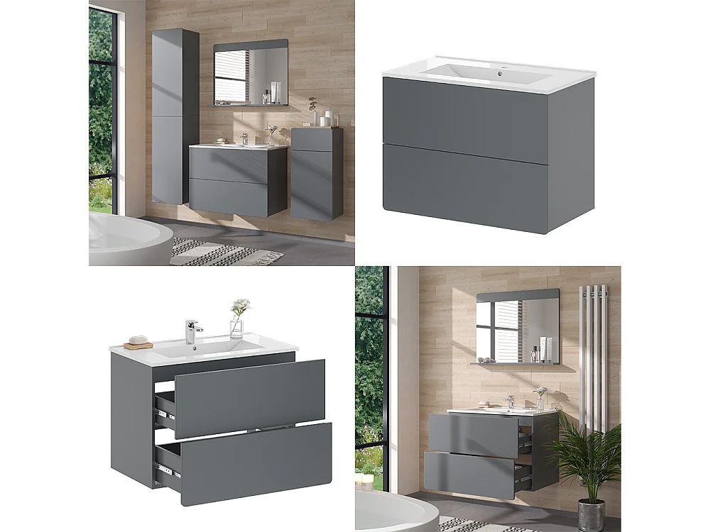 Meubles bain gris 80x46x59.3 izan