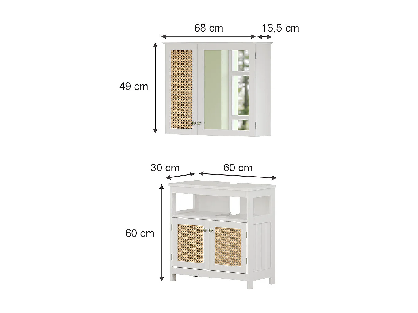 Meubles bain blanc 60x30x60 rosario