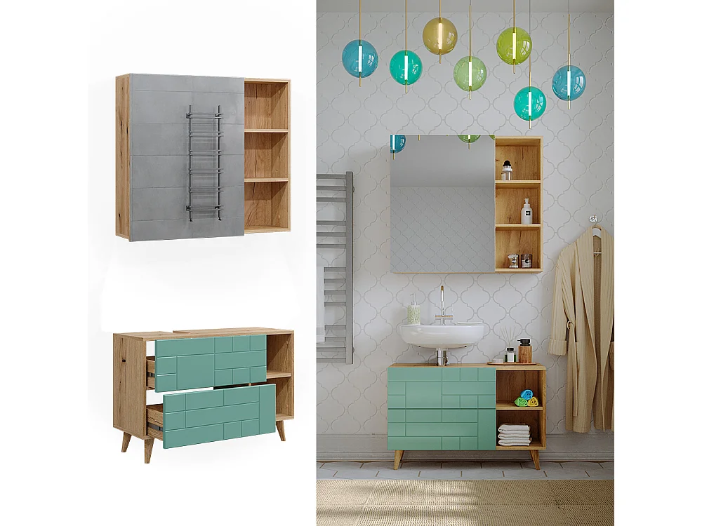 Meubles bain vert menthe 90x32x59 rudi