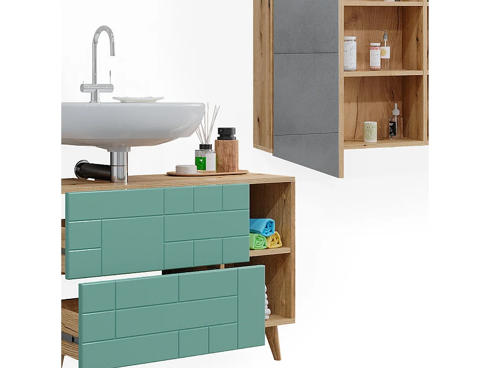 Meubles bain vert menthe 90x32x59 rudi