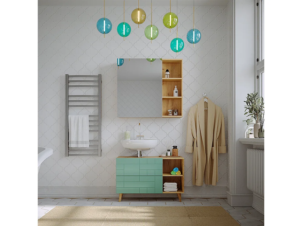 Meubles bain vert menthe 90x32x59 rudi