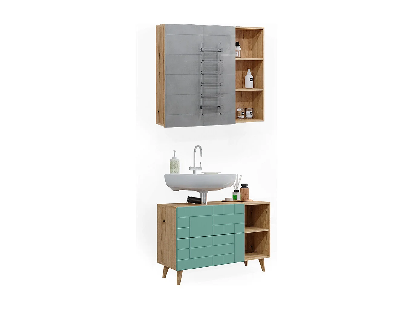 Meubles bain vert menthe 90x32x59 rudi