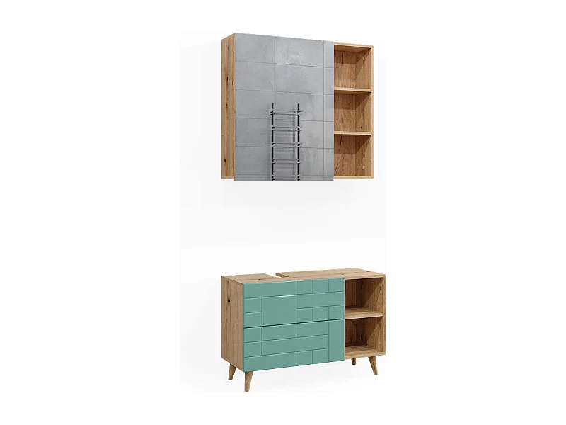 Set di mobili da bagno verde menta 90x32x59 rudi