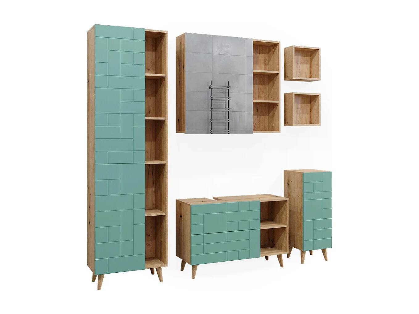 Badmöbel-Set mintgrün 90x32x59 rudi