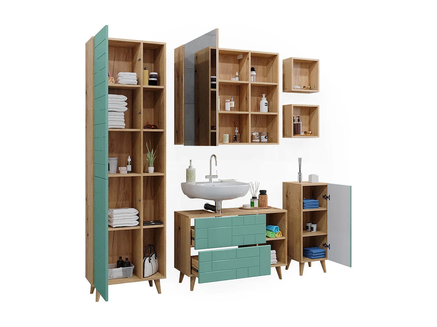 Badmöbel-Set mintgrün 90x32x59 rudi