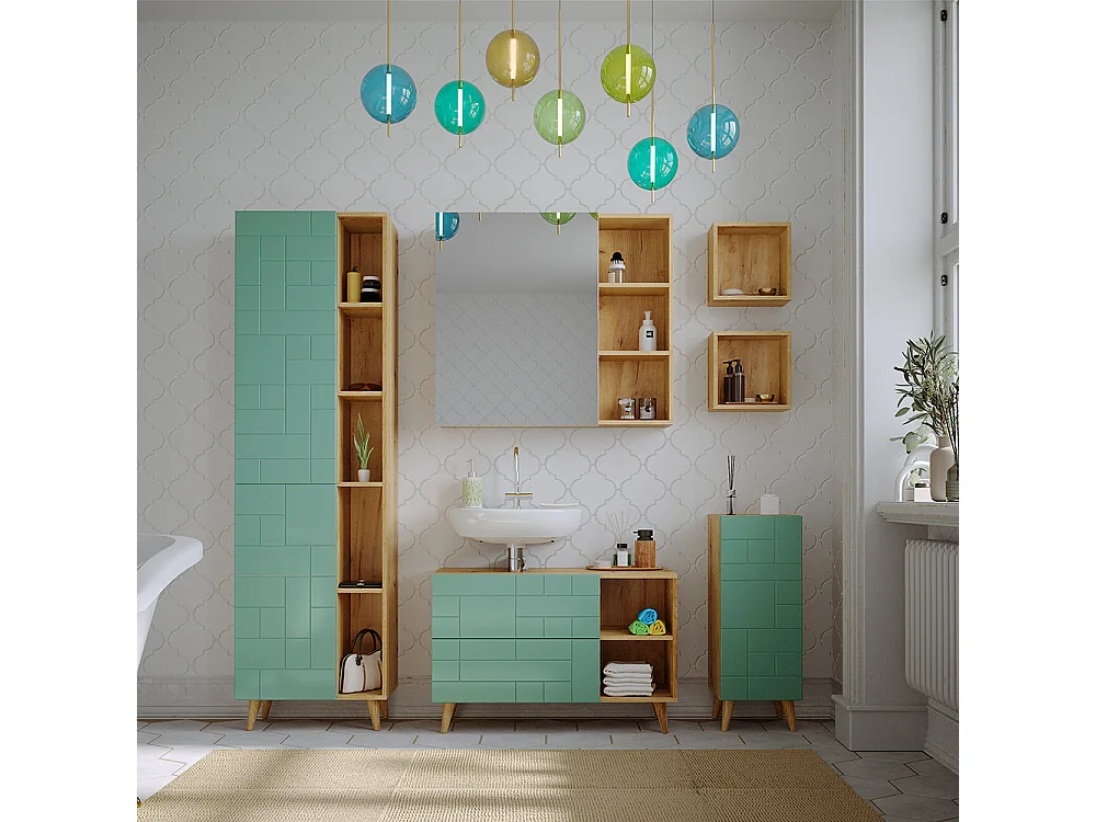 Meubles bain vert menthe 90x32x59 rudi